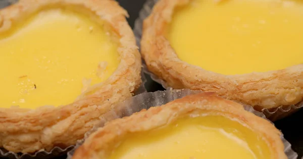 Heap of egg tarts close up