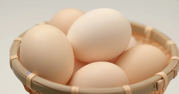 Basket Chicken Eggs Close — Stock Photo, Image