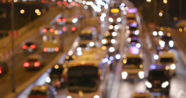 Vista Desfocada Tráfego Cidade Noite — Fotografia de Stock