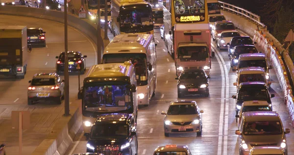 Causeway Bay Hong Kong Maart 2018 Hong Kong Verkeersopstopping Nachts — Stockfoto