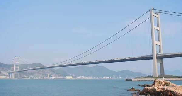 Wan Hong Kong April 2018 Tsing Bridge Blue Sky — Stock Photo, Image