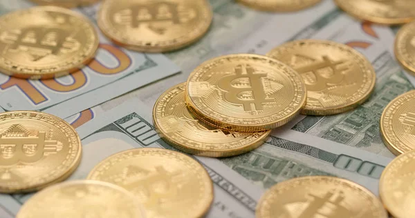 Kurs Von Bitcoins Und Uns Dollars — Stockfoto