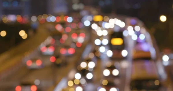 Vista Borrosa Del Tráfico Ciudad Por Noche —  Fotos de Stock