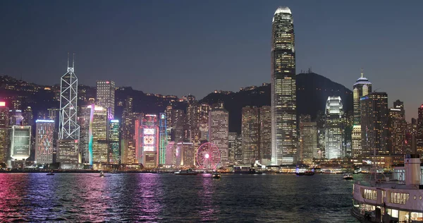 Victoria Kikötőre Hong Kong 2018 Március Hong Kong City Éjszaka — Stock Fotó