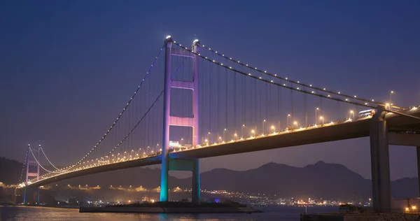 Wan Hong Kong Abril 2018 Tsing Bridge Noite — Fotografia de Stock