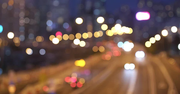 Unschärfe Des Stadtverkehrs Hongkong Der Nacht — Stockfoto