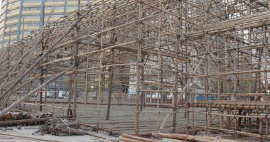 Bambu iskele Çin opera performansı için kurma 