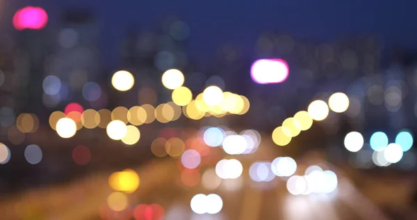 Unscharfe Sicht Auf Den Stadtverkehr Der Nacht — Stockfoto