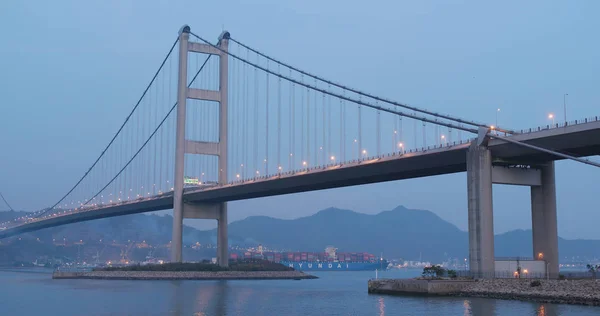 Wan Hong Kong April 2018 Tsing Bridge Hong Kong Night — Stock Photo, Image