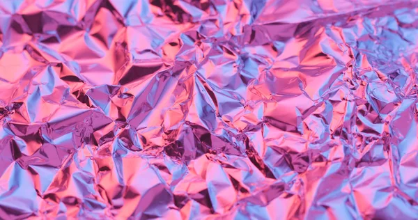 Arruga Textura Papel Aluminio Con Luz Púrpura —  Fotos de Stock