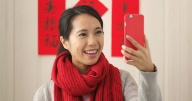 Çinli kadın selfie ay yeni yıl tatil alarak 