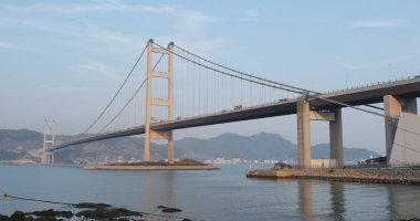Ma wan, Hong Kong - 03 Nisan, 2018: Hong Kong tsing ma bridge 