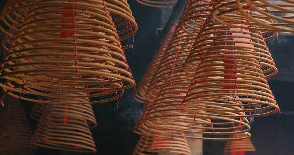 Tai Hong Kong April 2018 Man Temple Incense Ring Burning — Stock Photo, Image