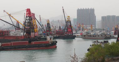 Austin, Hong Kong - 07 Nisan, 2018: Hong Kong liman kargo gemisi ile 