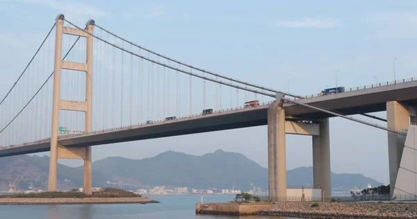 Wan 2018 澄んだ青い空と青馬大橋 — ストック写真