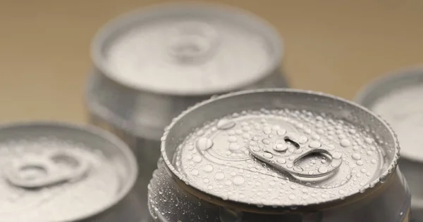 Can Beer Drops Water — Stock Photo, Image