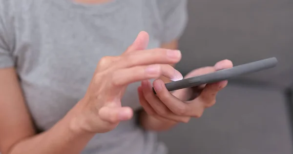 Woman Working Cellphone Close — Stock Photo, Image