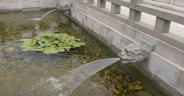 Prachtige Chinese Tuin Met Vijver Water — Stockfoto