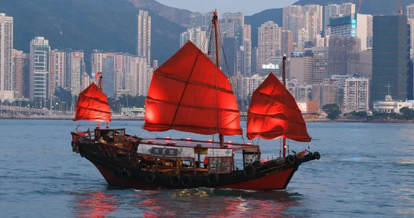 Victoria Harbor Hong Kong Oktober 2019 Hongkong Stad Med Röd — Stockfoto