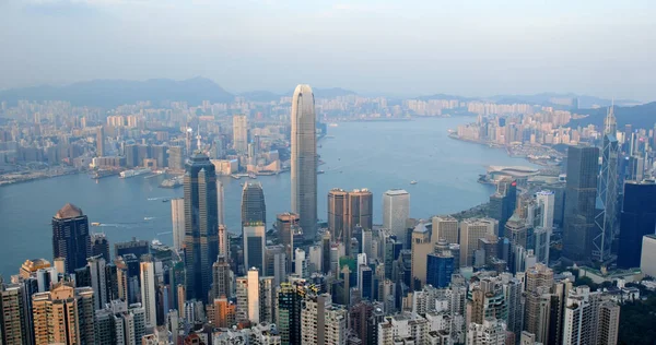 Victoria Peak Hong Kong Oktober 2019 Hongkong Stad Vid Solnedgången — Stockfoto