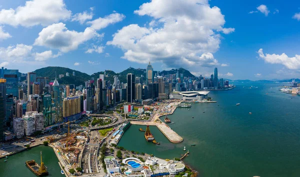 Wan Chai Hong Kong Septiembre 2019 Vuelo Drone Sobre Ciudad — Foto de Stock