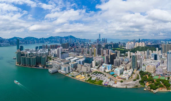 Hong Kong 03 September 2019: Top view of Hong Kong city — Stock Photo, Image