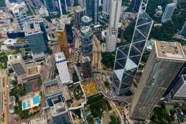 Merkez, Hong Kong - 22 Eylül 2019: Top View Hong Kong 