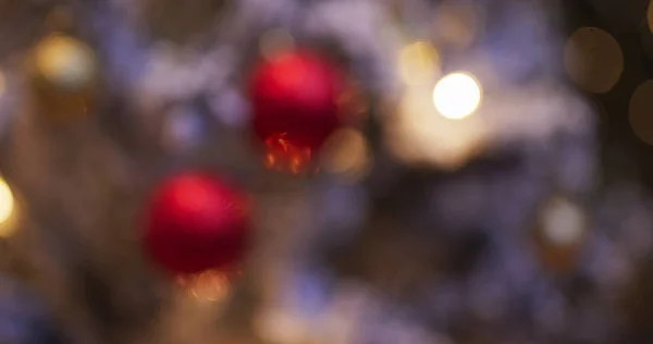 Blur view of Christmas tree decoration at home — Stock Photo, Image