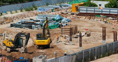 Kai Tak, Hong Kong - 16 Eylül 2019: Hong Kong şantiyesi