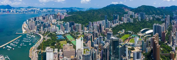 Causeway Bay, Hong Kong 03. září 2019: Dron přeletěl Hong K — Stock fotografie