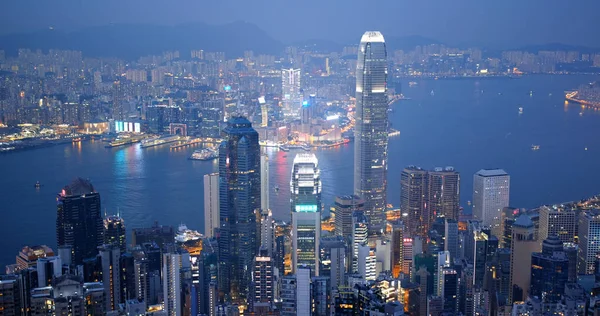Victoria Peak Hong Kong Października 2019 Wieczorem Punkt Orientacyjny Hongkongu — Zdjęcie stockowe