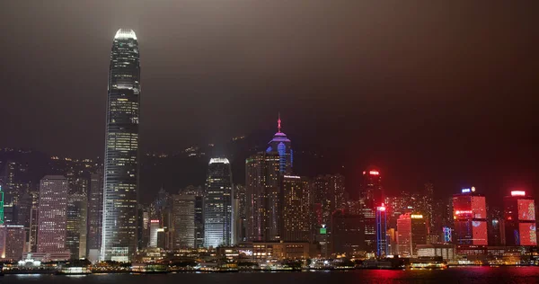 Skyline Von Hongkong Der Nacht — Stockfoto