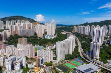 Kwun Tong, Hong Kong 06 Eylül 2019: Hong Kong şehrinin en iyi manzarası