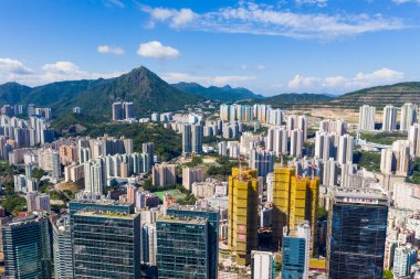 Kwun Tong, Hong Kong 06 Eylül 2019: Hong Kong şehrinin en iyi manzarası