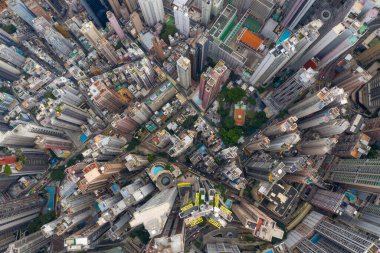 Merkez, Hong Kong 24 Eylül 2019: Hong Kong şehrinin hava manzarası
