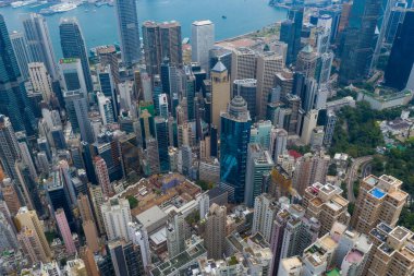 Merkez, Hong Kong 24 Eylül 2019: Hong Kong şehrinin hava manzarası