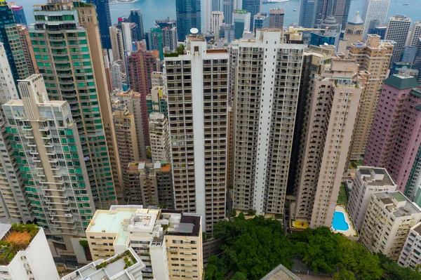 Central Hongkong Września 2019 Widok Lotu Ptaka Miasto Hongkong — Zdjęcie stockowe