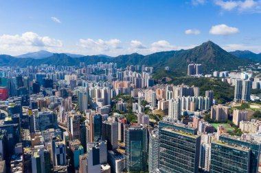 Kwun Tong, Hong Kong 06 Eylül 2019: Hong Kong şehrinin en iyi manzarası