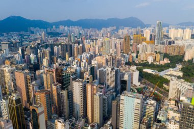 Merkez, Hong Kong 24 Eylül 2019: Hong Kong şehrinin hava manzarası