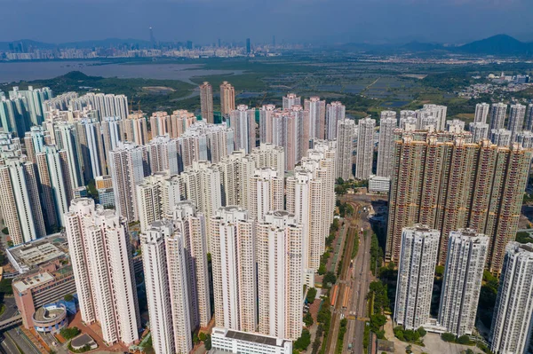 Tin Shui Wai Hong Kong Outubro 2019 Vista Superior Distrito — Fotografia de Stock
