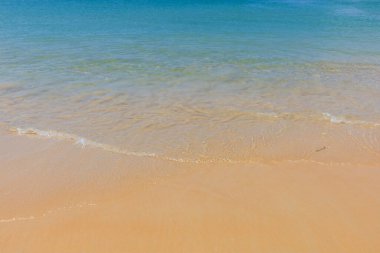 Temiz su kumsalı ve mavi gökyüzü