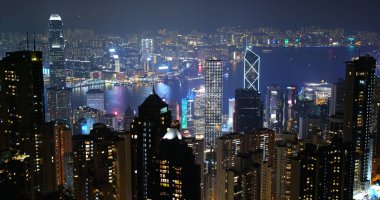 Victoria Tepesi, Hong Kong 06 Ekim 2019, gece vakti Hong Kong