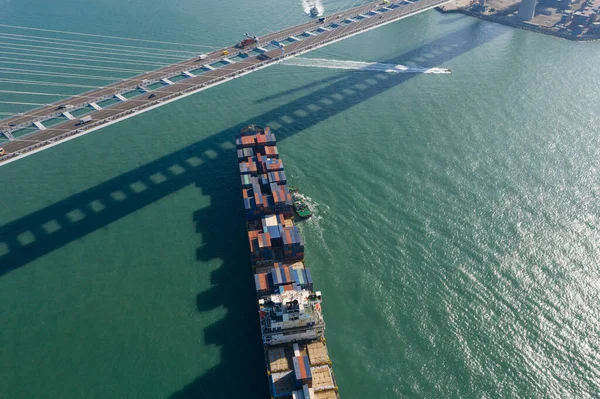 Kwai Tsing Hong Kong Joulukuu 2019 Top View Cargo Ship — kuvapankkivalokuva