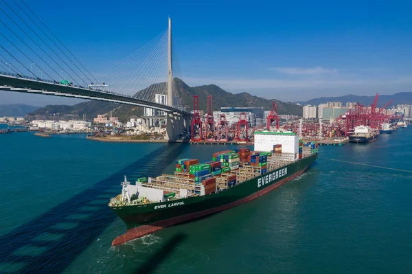 Kwai Tsing Hong Kong Diciembre 2019 Vista Superior Del Puerto — Foto de Stock