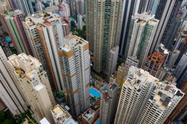 Merkez, Hong Kong 24 Eylül 2019: Hong Kong şehrinin hava manzarası