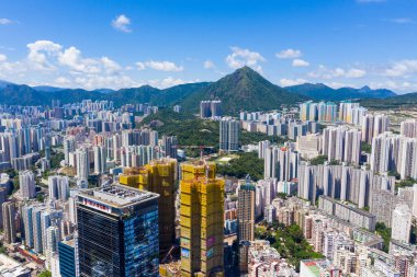 Kwun Tong, Hong Kong 06 Eylül 2019: Hong Kong şehrinin en iyi manzarası