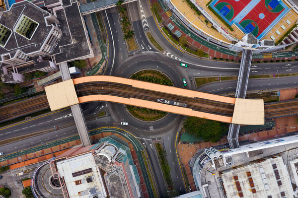 Tin Shui Wai, Hong Kong 03 December 2019: Top down view of Hong Kong city