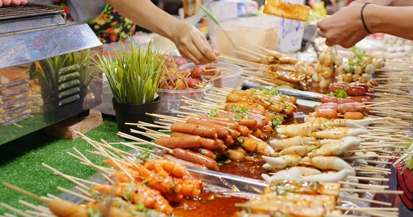 Skewer Mercado Rua Thailand — Fotografia de Stock