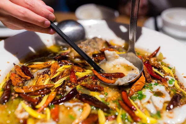 Sopa Peixe Quente Azedo Cozinha Chinesa — Fotografia de Stock
