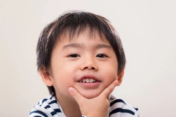 Красивый Азиатский Ребенок Белом Фоне — стоковое фото